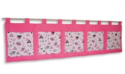 Velký kapsář za postel 200 x 50 cm růžová trojúhelníky